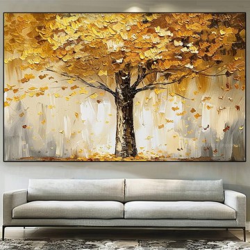 Landscapes Painting - Original Autumn Painting golden tree September room decor